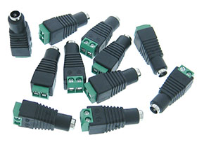 Pack of 10, 5.5/2.1mm Power Jack to Terminal Strip Stamped
